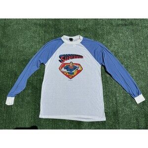 Vintage 1974 SUPERMAN Shirt Adult M/L Long Sleeve Paper Thin Sears Made USA 70s